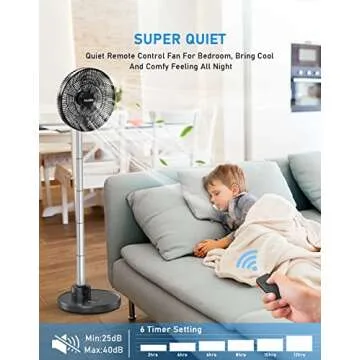 FARADAY Oscillating Standing Fan 12” Foldable Portable Quiet Floor Fan 12000mAh Rechargeable Pedes...