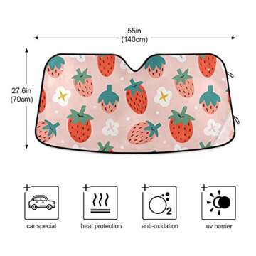Qilmy Summer Berries Windshield Sun Shade for All Vehicles
