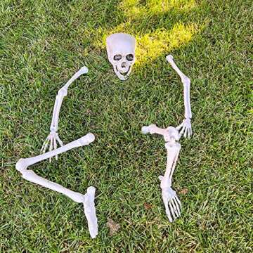 FUN LITTLE TOYS Groundbreaker Skeleton for Halloween Full Size, Scary Poseable Skull Hand Parts for ...