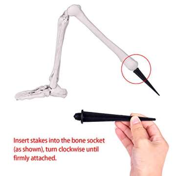 FUN LITTLE TOYS Groundbreaker Skeleton for Halloween Full Size, Scary Poseable Skull Hand Parts for Outdoor Yard Garden Lawn Graveyard Cemetery Creepy Stakes Decor Haunted House Party Supplies Props