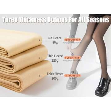 OEAK 2 Pairs Womens Fleece Lined Tights Fake Translucent Pantyhose Thermal Opaque High Waisted Warm ...