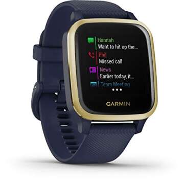 Garmin Venu Sq Music, GPS Smartwatch with Bright Touchscreen Display, Features Music and Up to 6 Days of Battery Life, Light Gold and Navy Blue