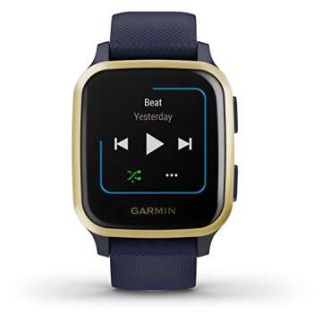 Garmin Venu Sq Music, GPS Smartwatch with Bright Touchscreen Display, Features Music and Up to 6 Days of Battery Life, Light Gold and Navy Blue
