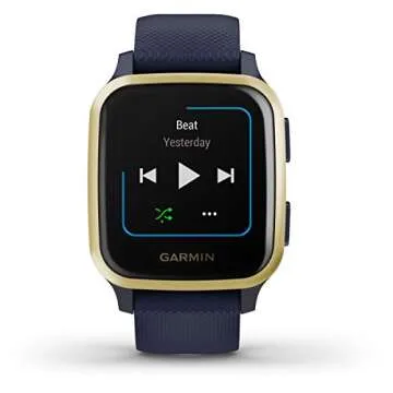 Garmin Venu Sq Music, GPS Smartwatch with Bright Touchscreen Display, Features Music and Up to 6 Days of Battery Life, Light Gold and Navy Blue