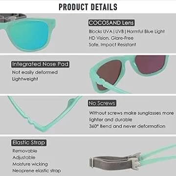 COCOSAND Polarized Baby Sunglasses with Strap 100% UV Protection for Infant Toddler Girls & Boys Age 0-12months, Light Purple