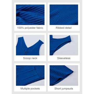 Tongmingyun Women's Casual Summer Short Jumpsuits Loose Sleeveless Ribbed Scoop Neck Sweater Overall Jumpsuit with Pockets