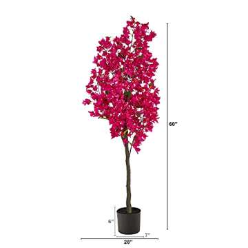 Nearly Natural Bougainvillea Artificial Tree - 5ft Tall Indoor Decor