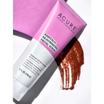 Acure Radically Rejuvenating Facial Scrub - Anti-Aging Support Face Scrub - Mild Exfoliation - Moroc...