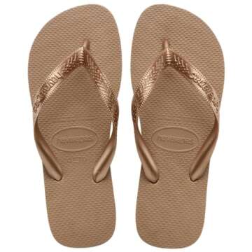 Havaianas Women's Top Tiras Flip Flop Sandal, Rose Gold, 7-8 M US