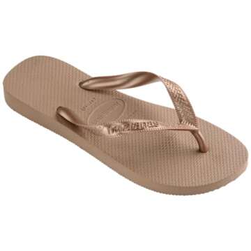 Havaianas Women's Top Tiras Flip Flop Sandal, Rose Gold, 7-8 M US