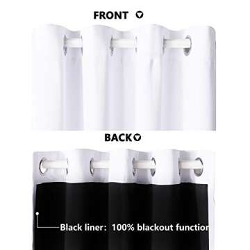 WONTEX 100% White Blackout Curtains for Bedroom - Thermal Insulated, Energy Saving and Noise Reducin...