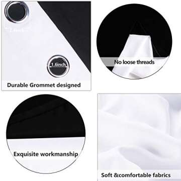 WONTEX 100% White Blackout Curtains for Bedroom - Thermal Insulated, Energy Saving and Noise Reducing Lined Window Curtain Panels for Living Room, 52 x 72 inch, Set of 2 Grommet Curtains