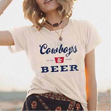Country Music Cowboy Shirt Women Vintage Concert Tees Funny Western Rodeo Graphic Short Sleeve Tops T-Shirt Beige