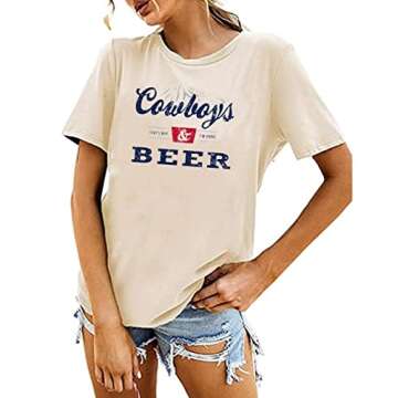 Country Music Cowboy Shirt Women Vintage Concert Tees Funny Western Rodeo Graphic Short Sleeve Tops T-Shirt Beige
