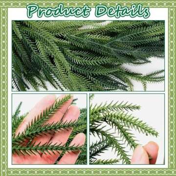 Artificial Norfolk Pine Garlands, Christmas Garlands, Green Artificial Greenery Garland, Real Touch Artificial Faux Greenery Garland for Holiday Indoor Outdoor Decor (9Ft)
