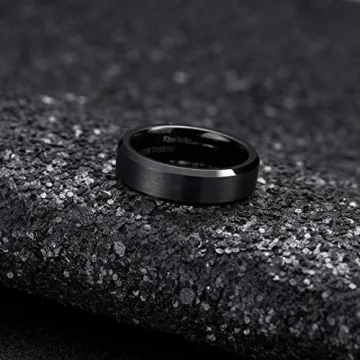 King Will Black Wedding Band - Comfort Fit for Men