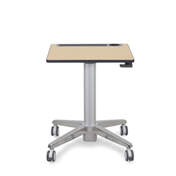 Ergotron – Mobile Standing Desk, Adjustable Height Small Rolling Laptop Computer Sit Stand Desk with Wheels for Classroom, Office, Medical or Home Use – Adjusts from 29 to 45 Inches – Maple