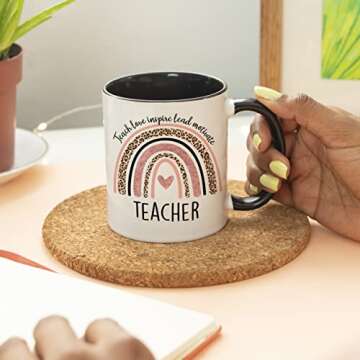 YouNique Designs Teachers Mug, 11 Ounces, Teacher Appreciation Cup, Virtual Teacher Coffee Mug, Best Teacher Mug for Women from Student, Teacher Aide Mug (Black Handle)