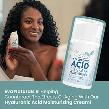 Eva Naturals Hydrating Face Cream with Hyaluronic Acid - Anti-Aging, Wrinkle Face Moisturizer for Women and Men, With Aloe Vera & Retinol For Face - Firming Day & Night Cream (1.7 Fl Oz)