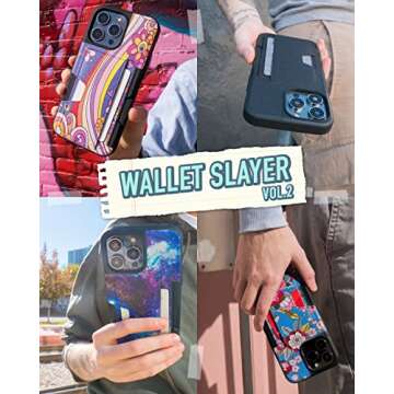 Smartish® iPhone 14 Pro Max Wallet Case - Wallet Slayer Vol. 2 [Slim/Protective] Credit Card Holder w/Kickstand Drop Tested Hidden Card Slot Compatible w/Apple iPhone 14 Pro Max - Groovy, Baby