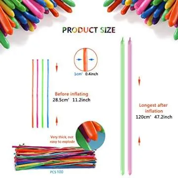 Maylai 100 Pack Balloon Animal Kit with Pump