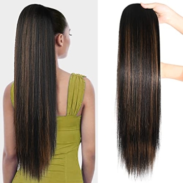 SEIKEA Ponytail Extensions - 28 Inch Ombre Clip-in Synthetic Hair