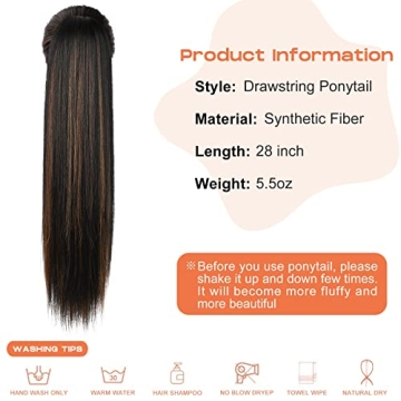 SEIKEA 28-Inch Ponytail Extensions - Stylish & Easy Fit