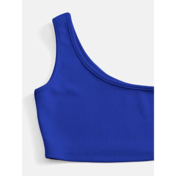 Verdusa Women's One Shoulder Tank Lounge Shorts Set Royal Blue