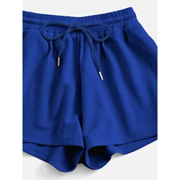 Verdusa Women's One Shoulder Tank Lounge Shorts Set Royal Blue