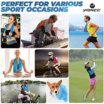 YQXCC 4 Pack Cooling Towel (47"x12") Ice Towel for Neck, Microfiber Cool Towel, Soft Breathable Chil...