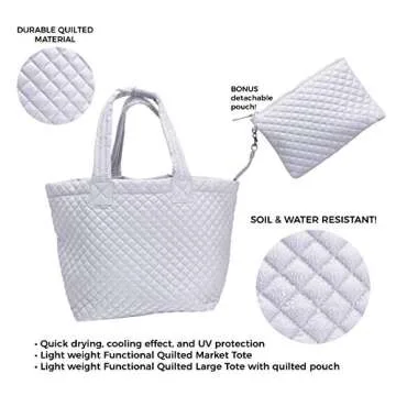 Stylish CLARANY Lightweight Quilted Tote Bag with Pouch