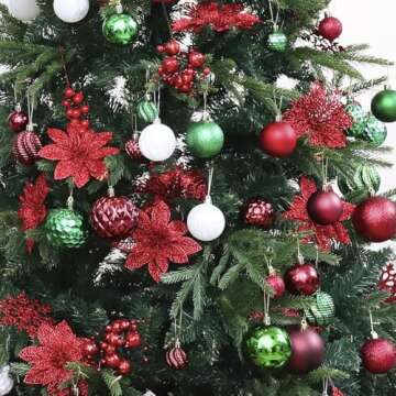 Christmas Balls Ornaments -36pcs Shatterproof Christmas Tree Decorations with Hanging Loop for Xmas Tree Wedding Holiday Party Home Decor,6 Styles in 3 Sizes(Burgundy)