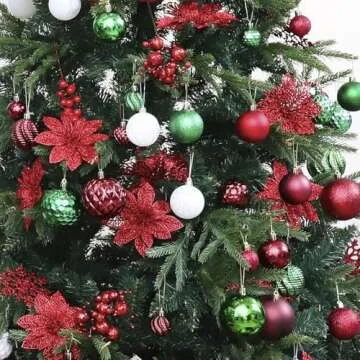 Christmas Balls Ornaments -36pcs Shatterproof Christmas Tree Decorations with Hanging Loop for Xmas Tree Wedding Holiday Party Home Decor,6 Styles in 3 Sizes(Burgundy)