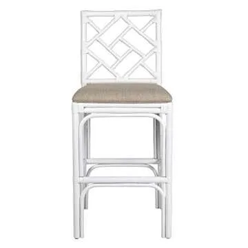 Elegant Handcrafted White Rattan Bar Stool - Elsa