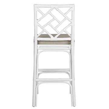 Elegant Handcrafted White Rattan Bar Stool - Elsa