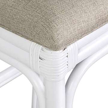 Elegant Handcrafted White Rattan Bar Stool - Elsa