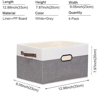 Yawinhe Foldable Fabric Storage Baskets 4-Pack Organizer