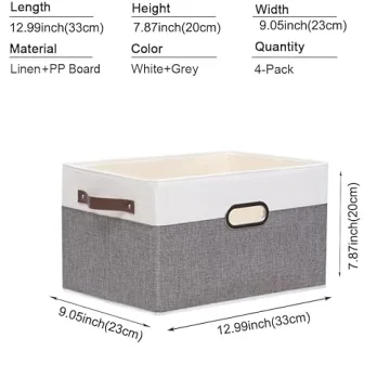 Yawinhe Foldable Fabric Storage Baskets 4-Pack Organizer