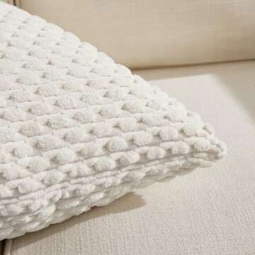 Fancy Homi 2 Packs Boho Cream Decorative Throw Pillow Covers 18x18 Inch for Couch Bed Sofa, Modern Farmhouse Home Decor, Soft Cute Plush Corduroy Cushion Case 45x45 CM