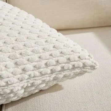 Fancy Homi 2 Packs Boho Cream Decorative Throw Pillow Covers 18x18 Inch for Couch Bed Sofa, Modern Farmhouse Home Decor, Soft Cute Plush Corduroy Cushion Case 45x45 CM