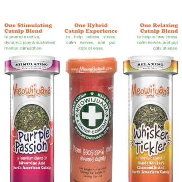 Meowijuana | Catnip Bottle Bundle | Purrple Passion, Whisker Tickler and Paw Natural OG | Premium Or...