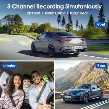 3 Channel Dash Cam with 2K Video and WiFi Control