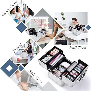 Professional Makeup Train Case with 4-Tier Storage