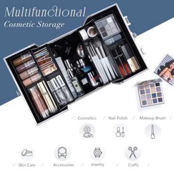 Professional Makeup Train Case with 4-Tier Storage