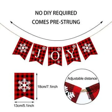 Plaid Christmas Joy Banner for Festive Holiday Decor
