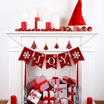 Plaid Christmas Joy Banner for Festive Holiday Decor