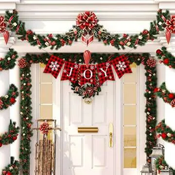 Plaid Christmas Joy Banner for Festive Holiday Decor