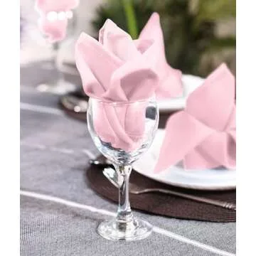 Utopia Home Pink Cloth Napkins (12 Pack, 17x17 Inches), Ideal Dinner Napkins for Party, Wedding and Lunch/Dinner