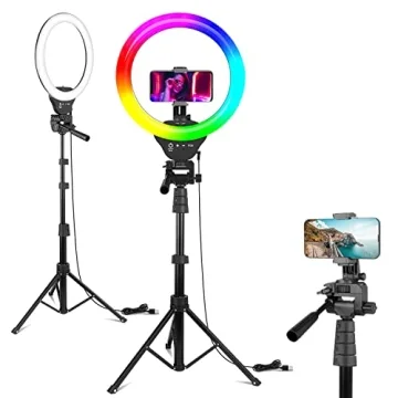 Eicaus 12" RGB Ring Light with Tripod Stand and Phone Holder - 15 Color Effects for Video and Creati...