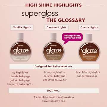 Glaze Super Gloss Color Conditioning Gloss – Vanilla Lights for Light to Medium Brown Hair with Higlights – Rinse Out Semi-Permanent Hair Gloss that Enhances Color and Boosts Shine & Hydration